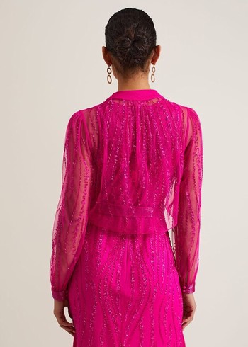 Phase Eight Lila Beaded Cover Up Jackets Fuchsia USA | 6837421-SN